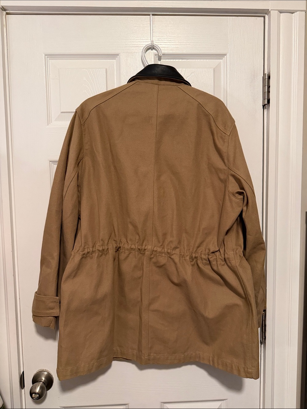 Viral COS Leather Collar Field Jacket Camel Black Size Medium - Picture 10 of 12
